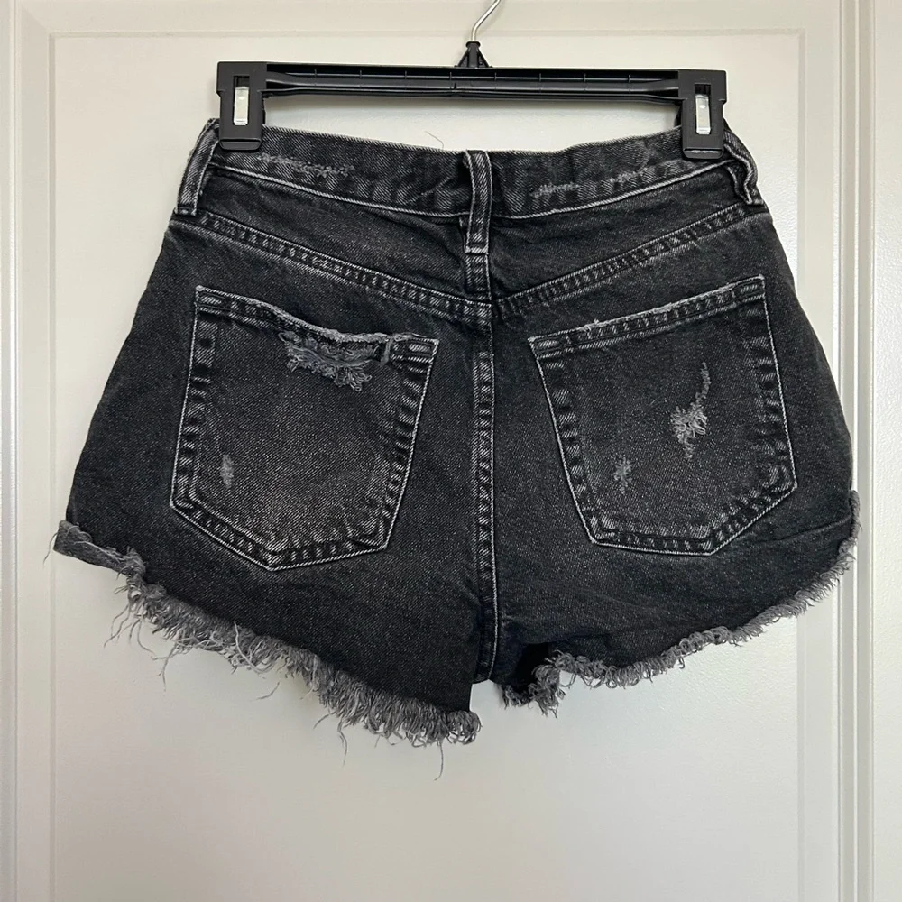 We the Free Distressed Black Denim Shorts